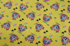 Reststück: 1,00m Lizenz Baumwolljersey Digital gelb - Minnie & Micky Forever Love