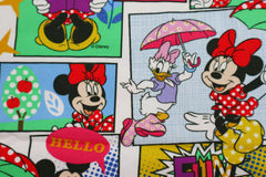 Reststück: 1,00m Lizenz Baumwolljersey Digital buntes All Over Muster Patchwork - Minnie & Daisy -