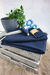 Nähset Nähspaß mit Schere, Stoff, Garn und Schrägband in blau bei Der Buntspecht