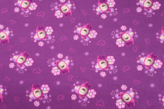 Reststück: 1,00m Lizenz Baumwolljersey Digital Oddbots Flower & Hearts - Beere -