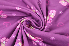 Reststück: 1,00m Lizenz Baumwolljersey Digital Oddbots Flower & Hearts - Beere -