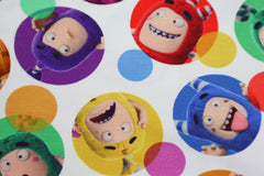 Reststück: 0,90m Lizenz Baumwolljersey Digital Toystory - bunte Kringel -
