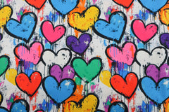 Oxfordgewebe Digital Spraypainted Hearts