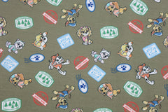 Baumwolljersey Paw Patrol - Sticker Print in khaki bei Der Buntspecht