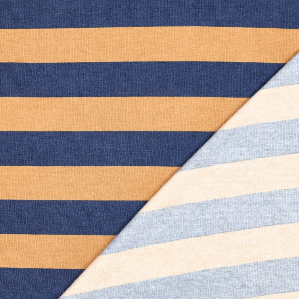 Soft Sweatshirt Stoff Bold Stripes by Poppy in blau bei Der Buntspecht