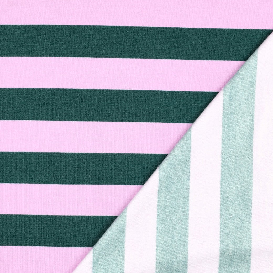 Soft Sweatshirt Stoff Bold Stripes by Poppy in dunkelgrün bei Der Buntspecht