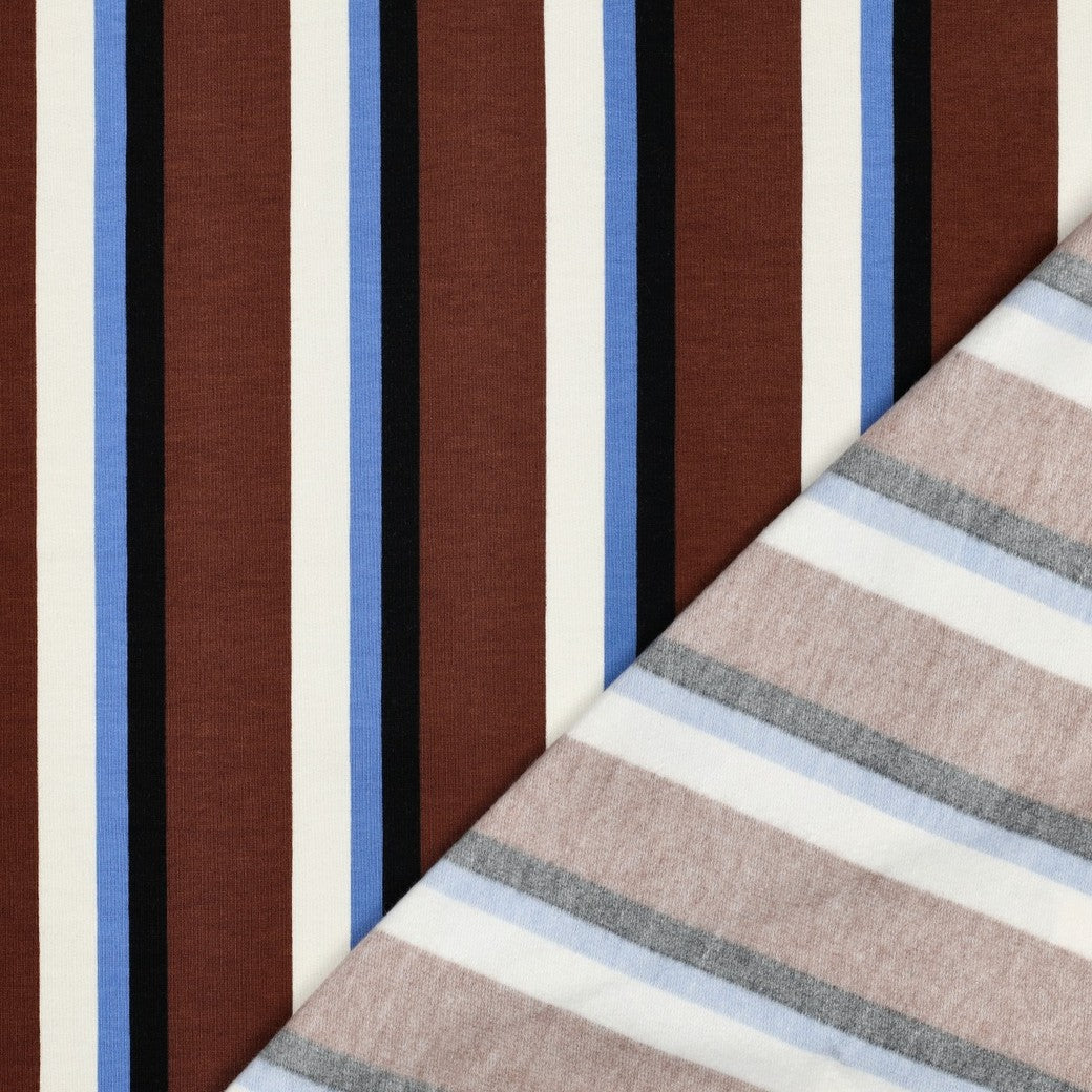 Soft Sweatshirtstoff Stripes Bayo in braun by Poppy