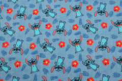 Reststück: 1,30m Lizenz Baumwolljersey Digital Stitch - Blau Grundig