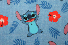 Reststück: 1,30m Lizenz Baumwolljersey Digital Stitch - Blau Grundig