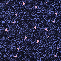 Sweatshirtstoff Heart Flowers in navy blau by Poppy bei Der Buntspecht Shop