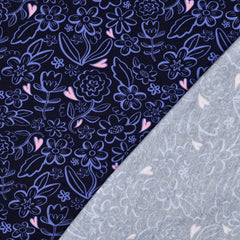 Sweatshirtstoff Heart Flowers in navy blau by Poppy bei Der Buntspecht Shop