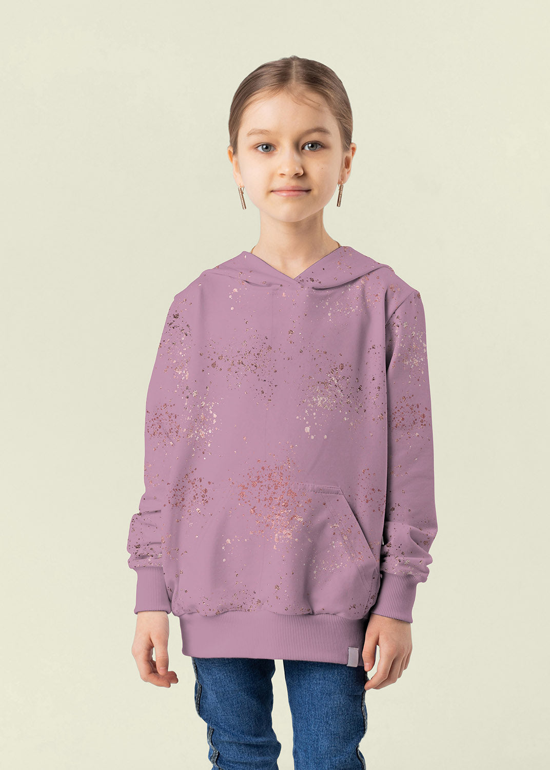 Sweatshirtstoff vom Buntspecht Shop mit Sprenkeln in altrosa von Gitzerpüppi