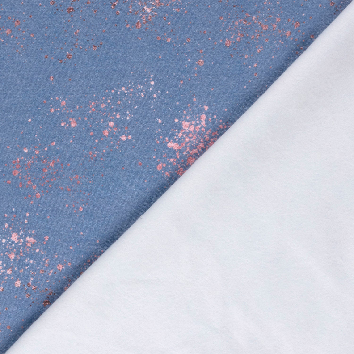 Sweatshirtstoff vom Buntspecht Shop mit Sprenkeln in stahlblau by Glitzerpüppi