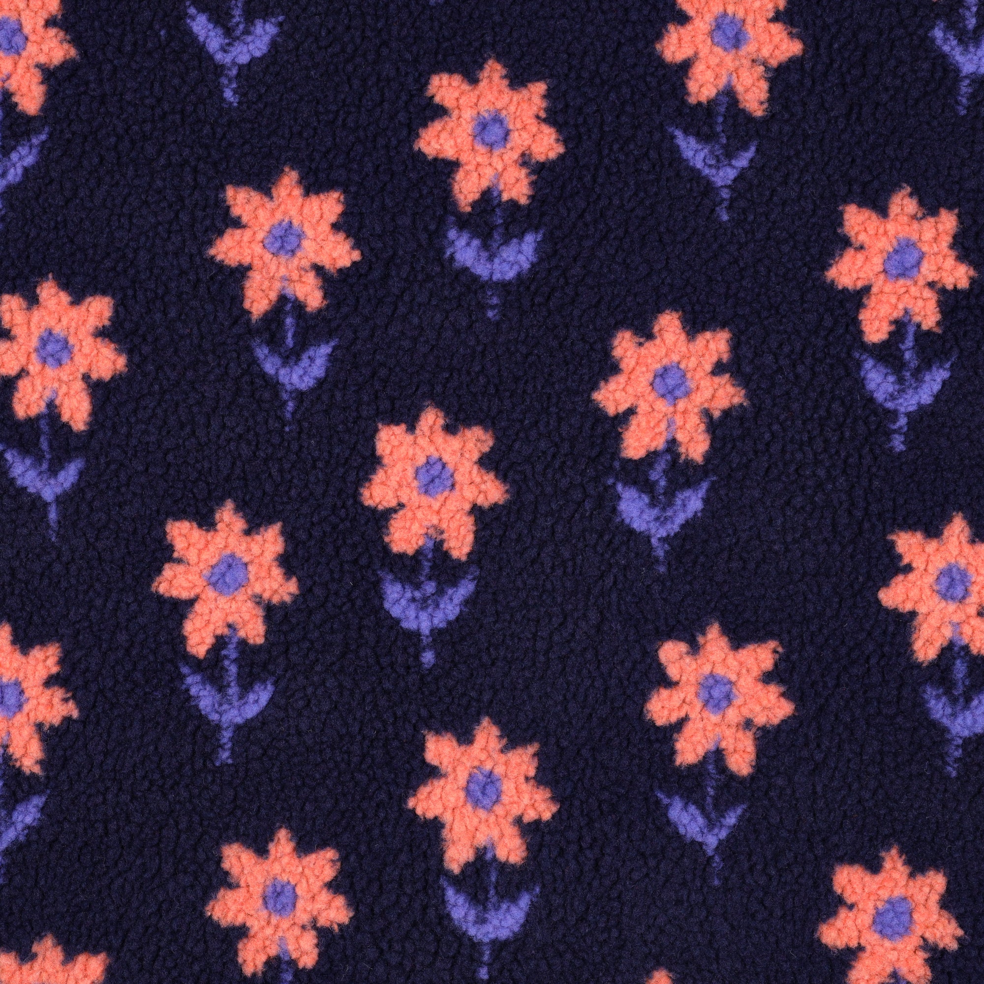 Teddy Plüsch Jacquard mit niedlichen Blumen in 2 Farbvarianten vom Buntspecht Shop