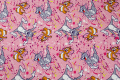 Reststück : 1,40m - French Terry Lizenz  Tom & Jerry pink