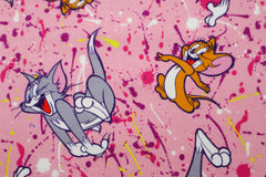 Reststück : 1,40m - French Terry Lizenz  Tom & Jerry pink