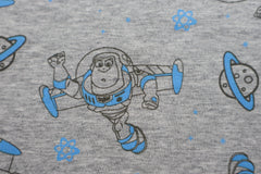 Reststück : 1,00m -  French Terry Lizenz Toy Story hellgrau meliert - blau gemustert -