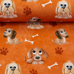 Baumwolljersey Dog Friends by Mrs. Mint Design orange bei Der Buntspecht