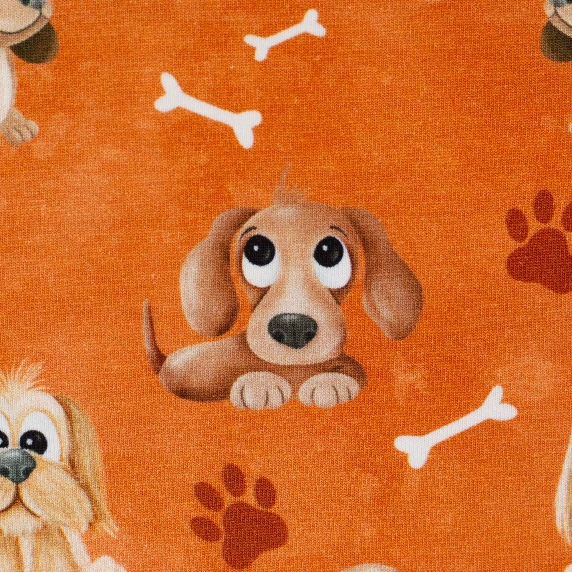 Baumwolljersey Dog Friends by Mrs. Mint Design orange bei Der Buntspecht