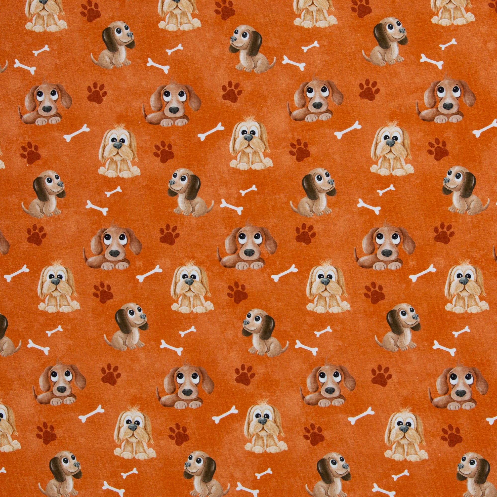 Baumwolljersey Dog Friends by Mrs. Mint Design orange bei Der Buntspecht