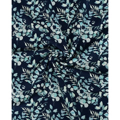 Baumwolljersey Digital Eukalyptus - dunkelblau