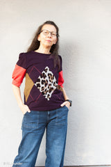 Panel French Terry Geoluxe Argyle by ki-ba-do - Leo 938 aubergine