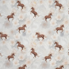 Baumwolljersey Digital Horses & Flowers