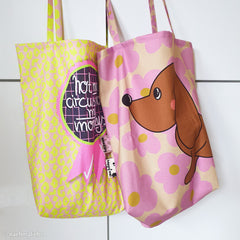 Canvas Panel Cherry Picking Bag - "not my circus" + Dackel