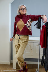 Panel French Terry Geoluxe Argyle by ki-ba-do - Leo 338 burgundy