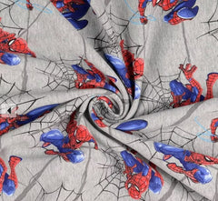 Reststück: 1,20m French Terry Lizenz - Marvel  - Spiderman hellgrau meliert