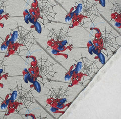 Reststück: 1,20m French Terry Lizenz - Marvel  - Spiderman hellgrau meliert